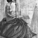 nude drawing of a woman with short hair and bangs