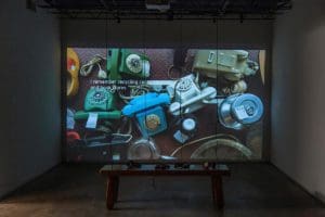 images of old phones on a movie screen